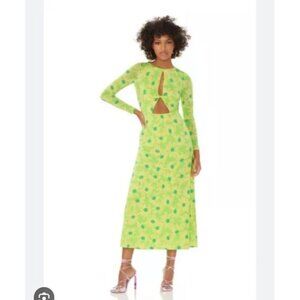 NWT AFRM  Lime Green Yellow Floral Long Sleeve Jodi Dress L